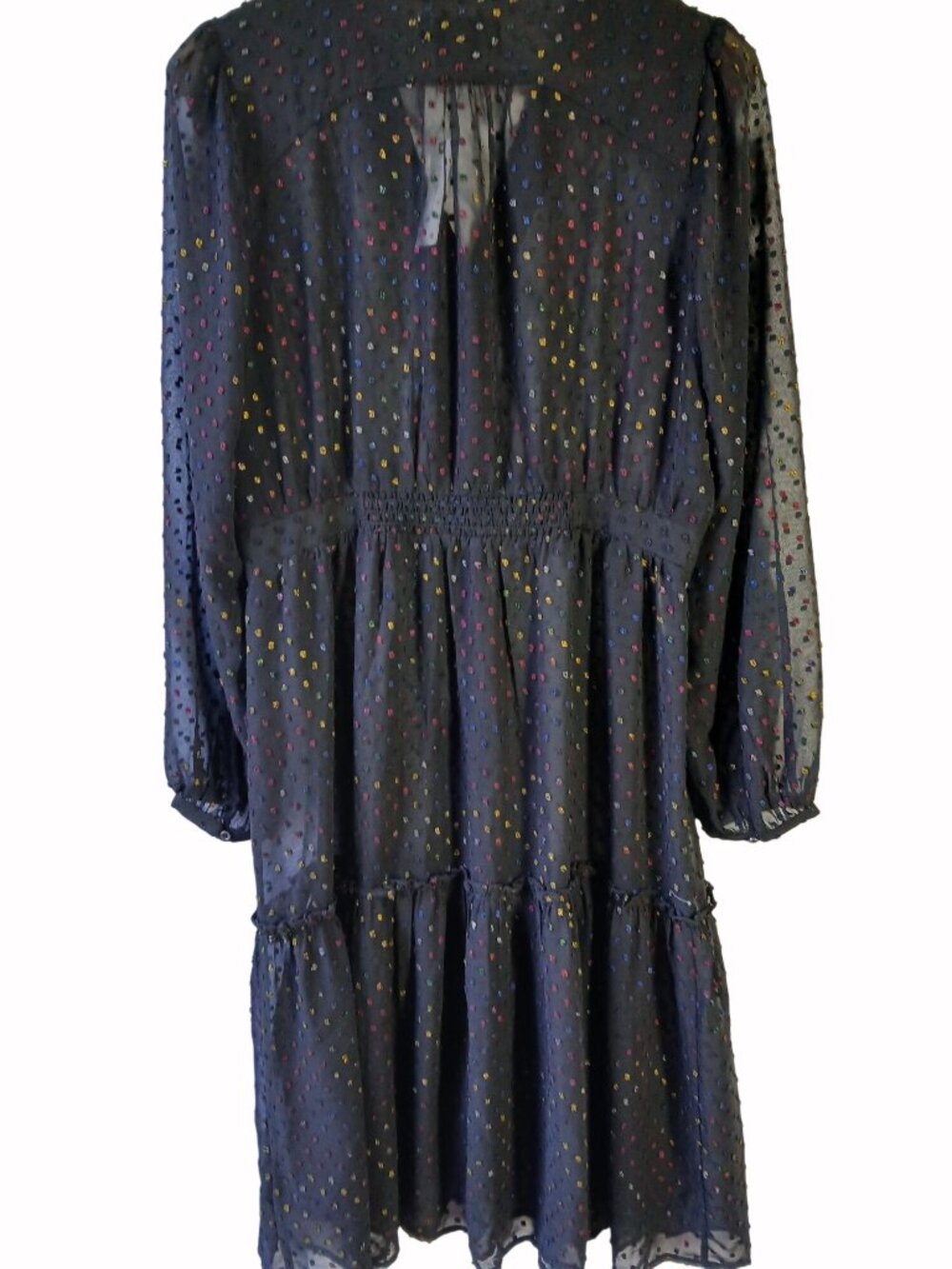 Anthropologie Sheer Audrey Tiered Midi Dress Size 14 Whimsy Goth Clip Dot New - Picture 8 of 16